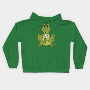 Cutest frog with flower Kids Hoodie